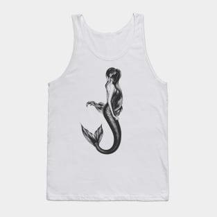 Mermaid hand drawn monochrome print T-Shirt Tank Top